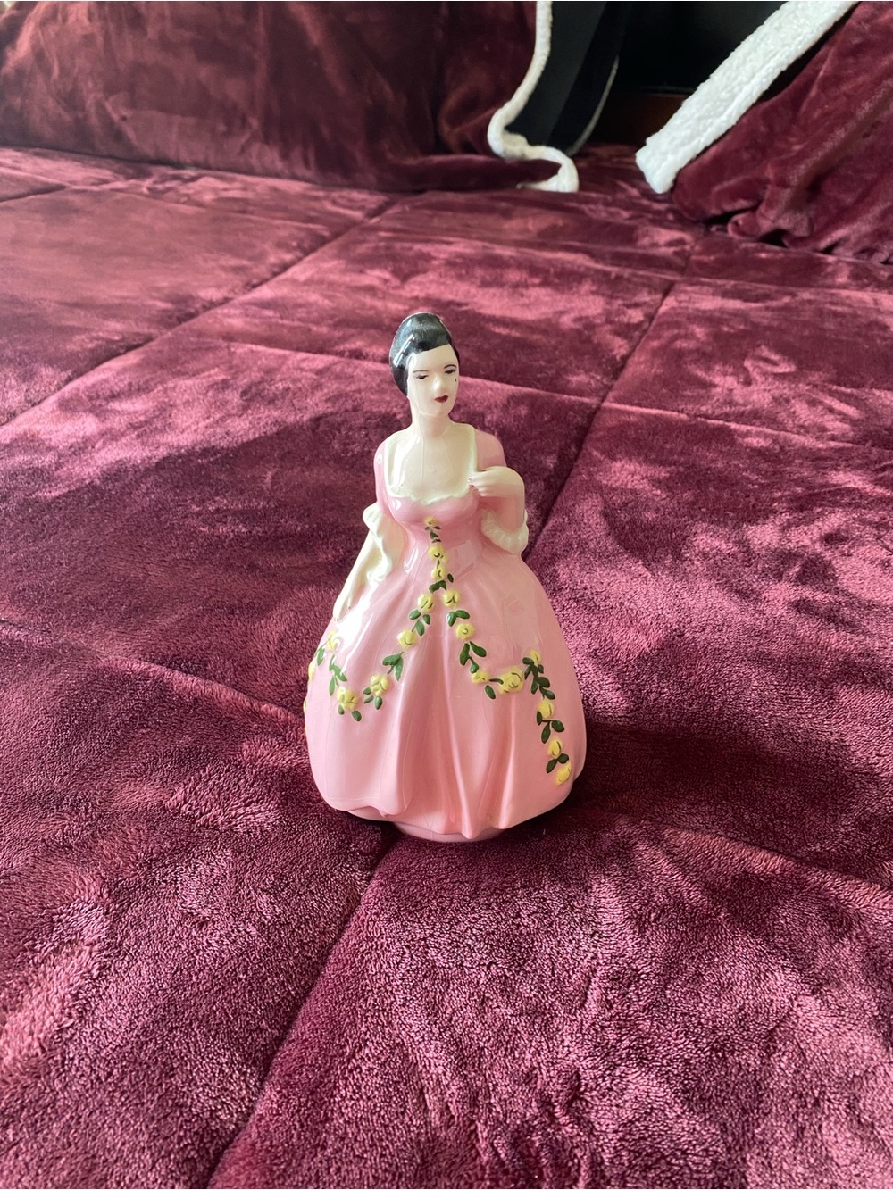 Royal Doulton Pink Porcelain Lady Figurine with Green Garland